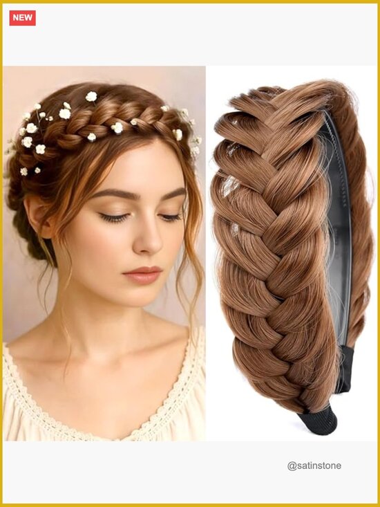Wide Messy Braided Headband with Teeth Synthetic Hair Headband for Women main image 5
